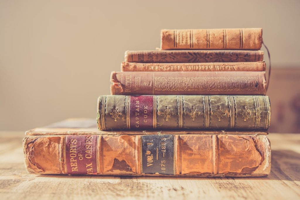 a stack of old books