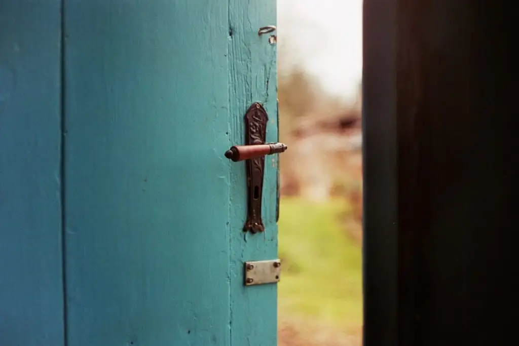 a door handle on a door