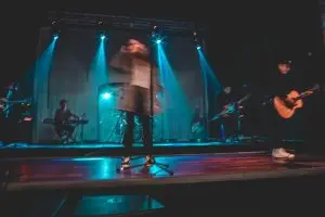 a band performing on a stage