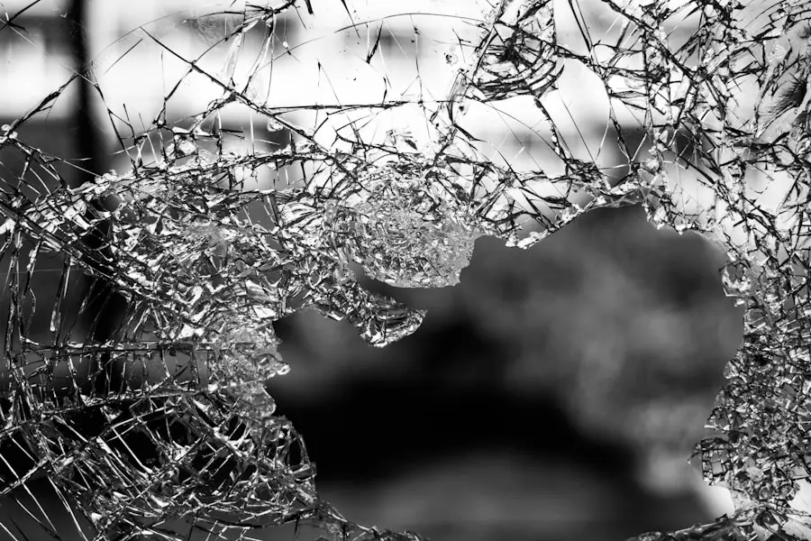 a close up of a broken glass