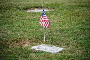 a flag in a grass field